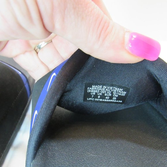 Nike MLB LA Dodgers Black Blue Logo Slip On Sandals Off Court Slides - Picture 7 of 7